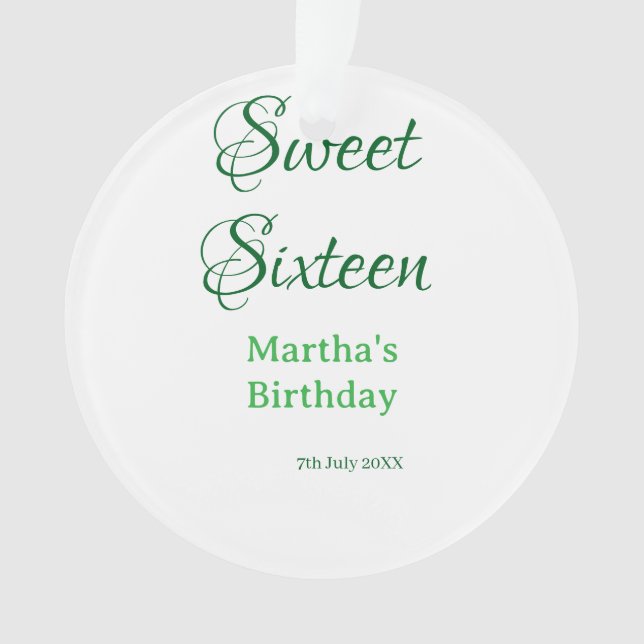 Adorno Sweet Sixteen green name date calligraphy boho ret (Anverso)