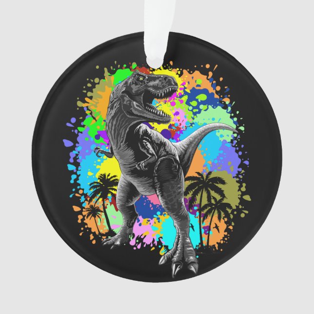 Adorno T-Rex Dinosaur Jurassic Reptile on Paint Stains (Anverso)