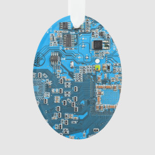 Adorno Tarjeta azul de circuito geek de la computadora