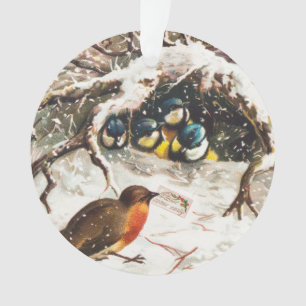 Adorno Tarjeta de Navidad de la era Victoriana antigua, p
