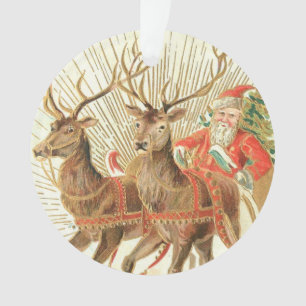 Adorno Tarjeta postal de Navidad vintage, Santa Claus con