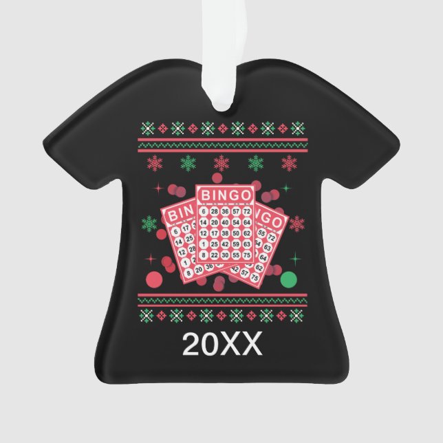 Adorno Tarjetas de Bingo Personalizadas Suéter de Navidad (Anverso)