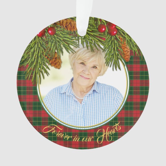 Adorno Tartán Plaid Pine Memorial Navidades acrílicos (Anverso)