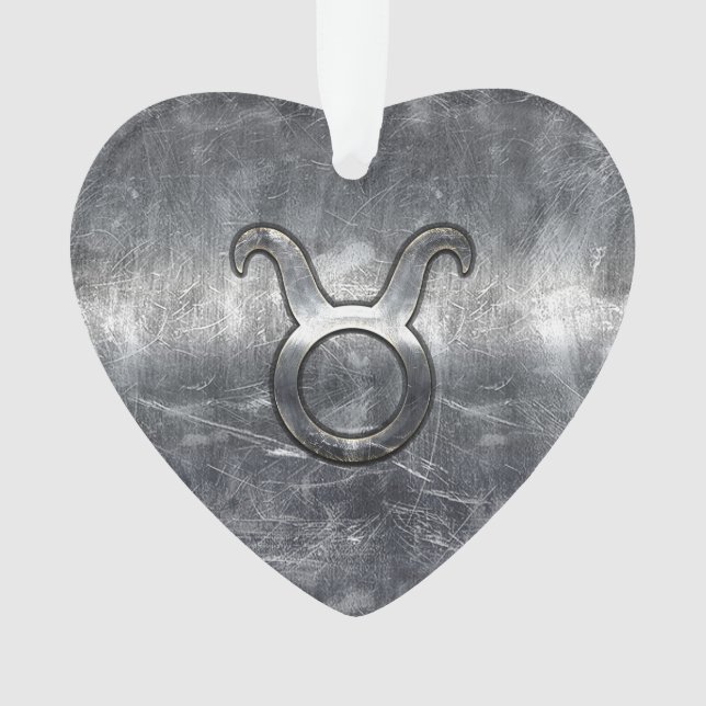 Adorno Taurus Zodiac Rótulo Grunge Estilo Plata Molesto (Anverso)