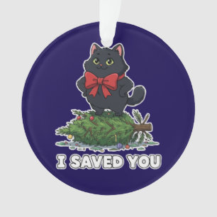 Adorno "Te Salvé" Árbol de Navidad Gato Negro Divertido