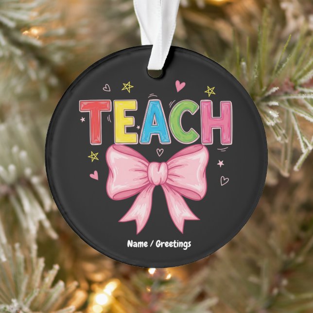 Adorno Teach Coquette Bow Crayon Teachers Kids Gracioso (Árbol)