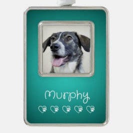 Adorno Teal Pet Photo Ornament - Frame, Custom Keepsake