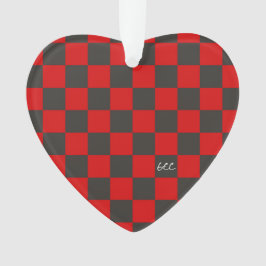 Adorno Team Spirit Checkerboard INITIALS School Heart Fun