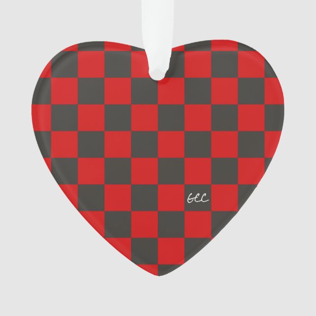 Adorno Team Spirit Checkerboard INITIALS School Heart Fun (Anverso)