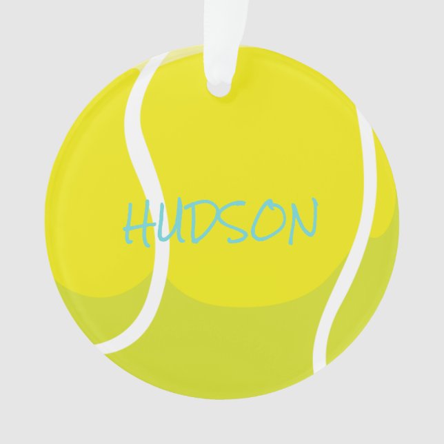 Adorno Tennis Ball Racquet Nombre Coach Jugador Aqua Amar (Anverso)
