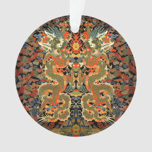 Adorno Textil con estampado de dragón chino vintage Arte