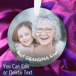 Adorno Texto personalizado de la foto de la mejor abuela 