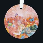 Adorno The Afternoon<br><div class="desc">Everything is pink and warm tones from the background to the young lady hair,  pink sky,  pink tulips,  stufftoys and etc 
Art title: The Afternoon
Medium: Mix Media (watercolor,  acrylic,  and colored pencils on watercolor paper camvas)
Size: 12 x 18 inch
Date: January 19,  2022</div>