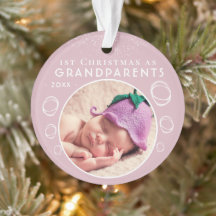 Tierna 1ª Navidad como Abuelos Foto de Bebé Rosa