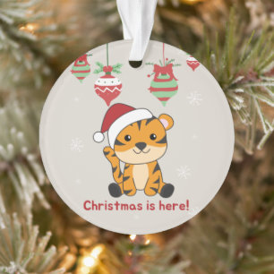 Adorno Tiger Christmas Snow Winter Animals Tiger Ornament