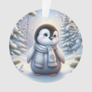 Adorno Título del pingüino bebé en el bosque nevado: Aleg