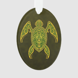 Adorno Tortuga de mar verde de oro compleja