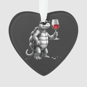 Adorno tortuga genial bebiendo vino tinto impresión artís