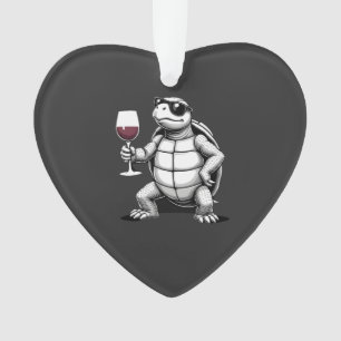 Adorno tortuga genial bebiendo vino tinto impresión artís