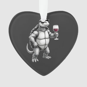 Adorno tortuga genial bebiendo vino tinto impresión artís
