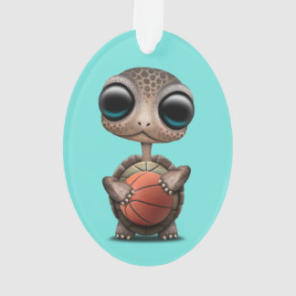 Adorno Tortuga linda del bebé que juega con baloncesto