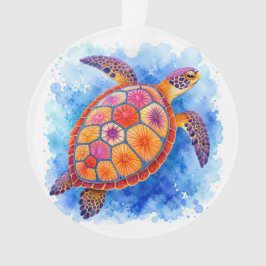 Adorno Tortuga marina colorida bajo el agua del océano