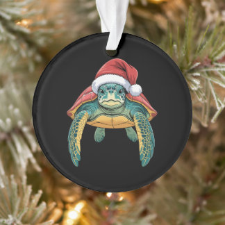 Adorno Tortuga Marina Navidad Sombrero Santa Océano Marin