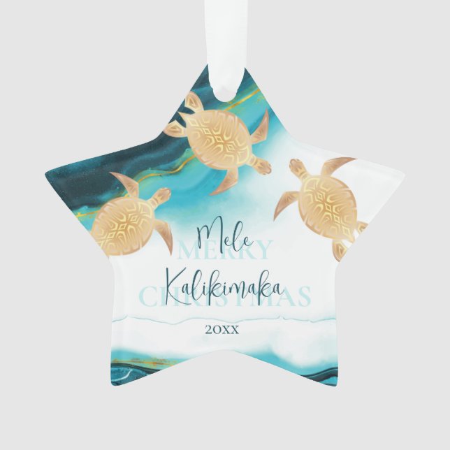 Adorno Tortugas de oro | Mele Kalikimaka | NAVIDADES (Anverso)