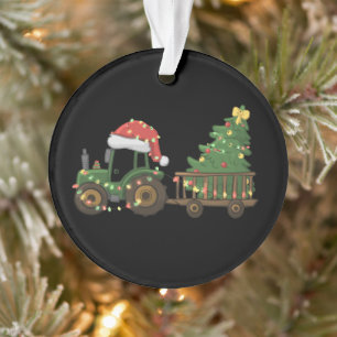Adorno Tractor de Navidad con Granjero de Árbol Granja