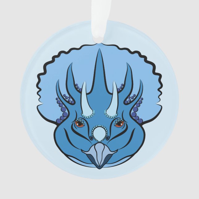 Adorno Triceratops Blue Cute Dinosaur (Anverso)