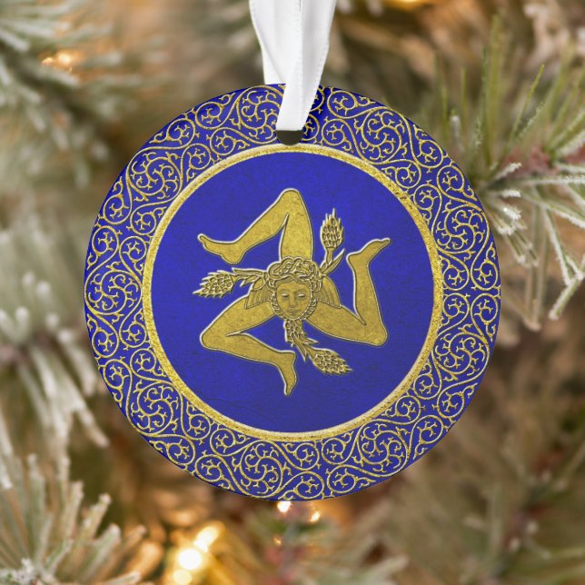 Adorno Trinacria siciliana azul y oro (Árbol)