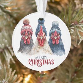 Adorno Trío de pollos de Navidad de invierno