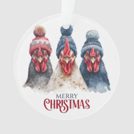 Adorno Trio of Winter Chickens Christmas 