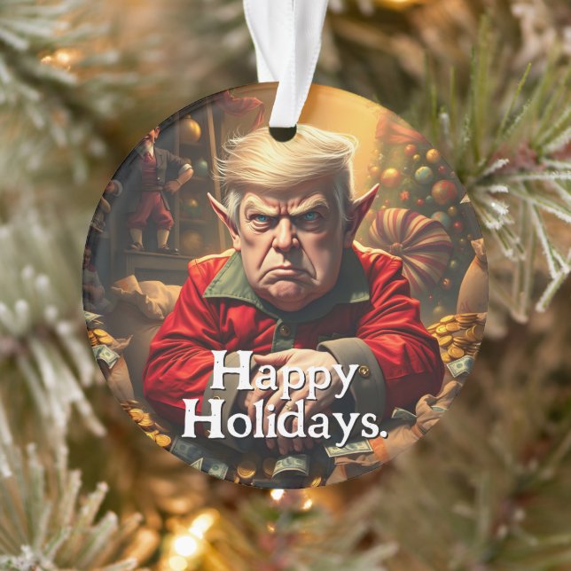 Adorno Trump como un elfo de los Navidades enojados (Árbol)
