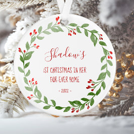 Adorno Tu foto de gato 1 Navidades Wreath acuarela