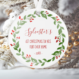 Adorno Tu foto de gato 1 Navidades Wreath acuarela