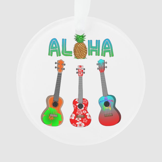 Adorno Ukulele hawaiano Aloha Hawaii (Anverso)