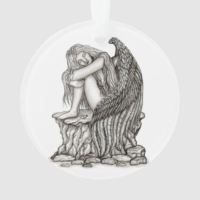 Adorno Un ángel dormido en la piedra (Reverso)