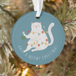 Adorno Un gato con luces de hadas para Navidades pobres