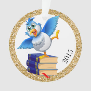 Adorno Un pájaro azul divertido de la felicidad para el p