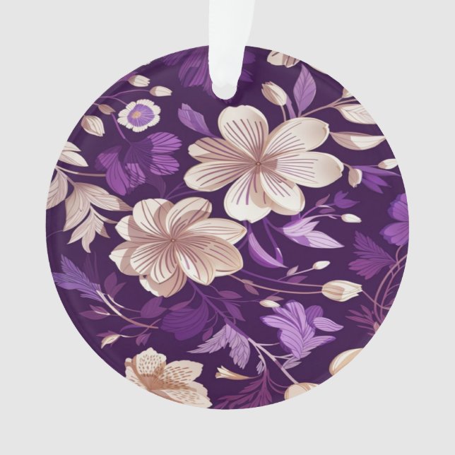 Adorno Un patrón floral con fondo morado (Anverso)