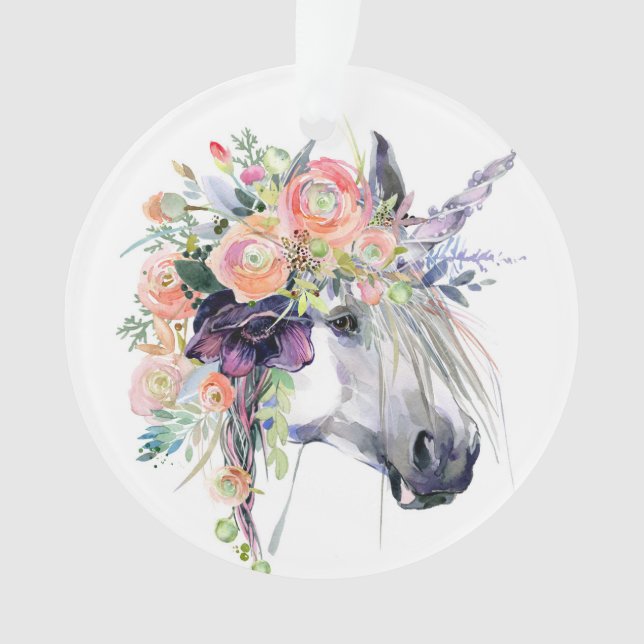 Adorno Unicornio vestido floral (Anverso)