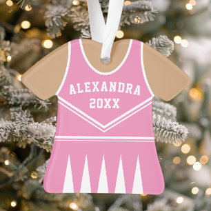 Adorno Uniforme de animadora rosa personalizado