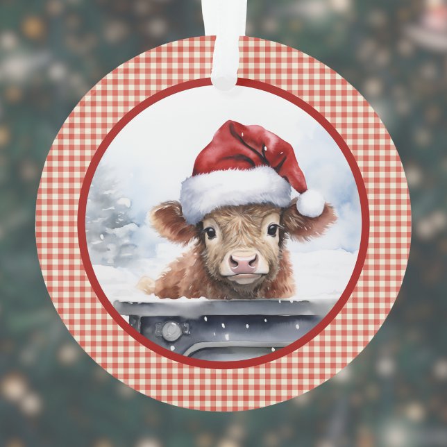 Adorno Vaca Highland en los Navidades Cute Santa Hat Ging (Subido por el creador)