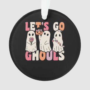 Adorno Vamos Ghouls Groovy Fantasma con flores de época