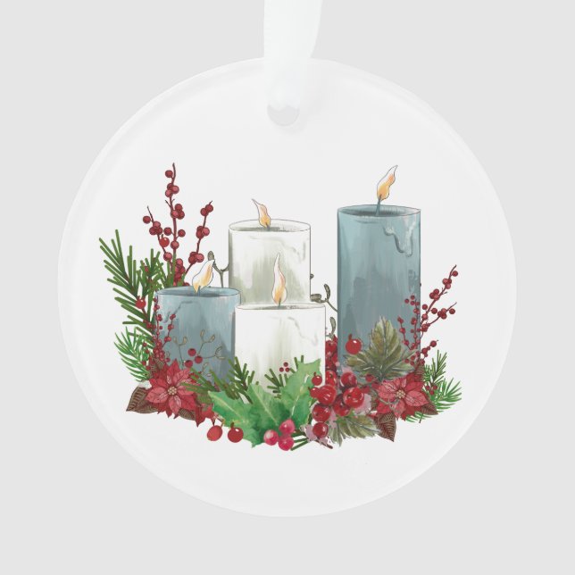 Adorno Velas navidades con flores y bayas (Anverso)