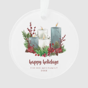 Adorno Velas navidades con flores y bayas