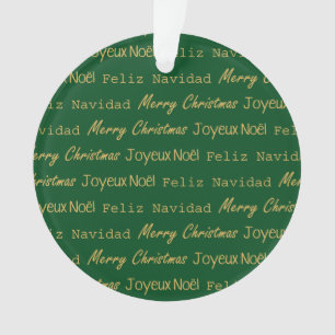 Adorno Verde de Joyeux Noel Feliz Navidad de las Felices