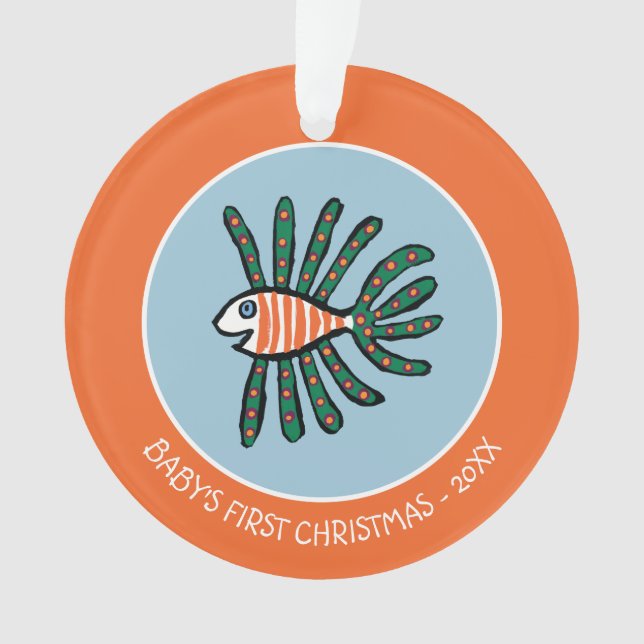 Adorno Verde y pescados gemelos anaranjados de la aleta (Anverso)