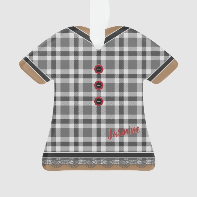 Adorno Vestido cuadrado gris con guarnecido de encaje per (Anverso)